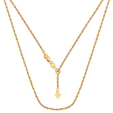 10k Yellow Gold Adjustable Rope Link Chain Necklace, 1.0mm, 22" fine designer jewelry for men and women